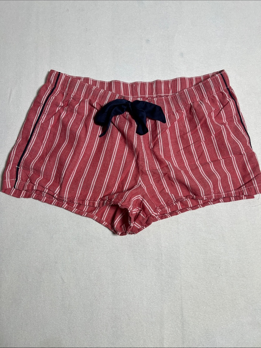 Old Navy Red Striped Cotton Pajama Shorts with Navy Bow